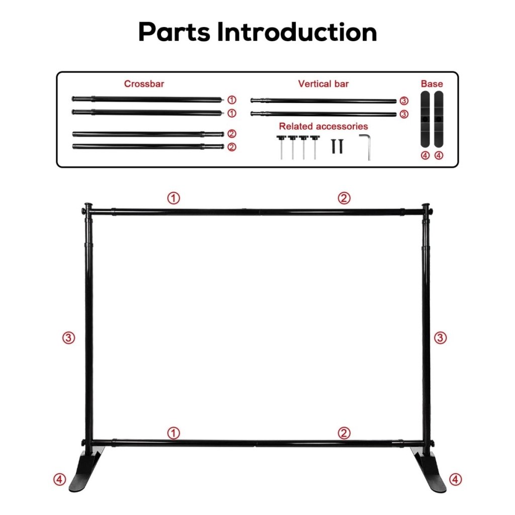 10x10FT Adjustable Telescopic Tube Photo Backdrop Banner Stand for photos - FSFlag