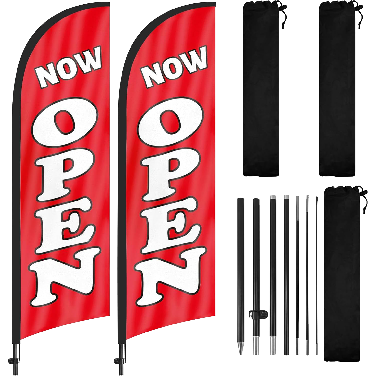 8FT Now Open Advertising Feather Banner Sign For Business 2Pack Red 8ft-now-open-advertising-feather-banner-sign-for-business-2pack-red