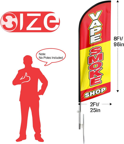 Vape Smoke Shop Feather Flag: Advertising Banner for Vape Smoke Shop Business (8ft)