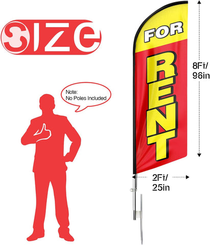 8ft For Rent Feather Flag - Promote Your Rental Business!