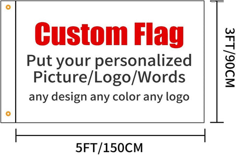 Custom Flag Banner - Any Design/Logo/Word/Picture - Premium Customized Flags Banners with Brass Grommets - Double Stitching and Vibrant Color