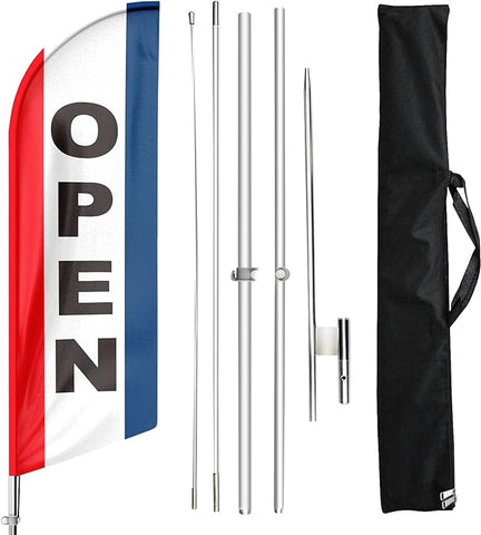 FSFLAG Open Signs Swooper Flag Advertisng Feather Banner Outside for Businesses 11Ft