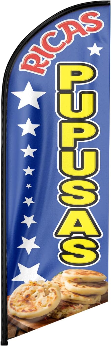 8ft Yellow Ricas Pupusas Feather Flag - Promote Your Business!