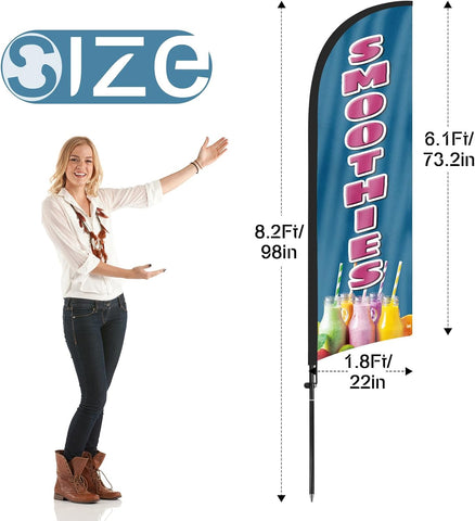 FSFLAG Smoothies Feather Flag Set: 8Ft Advertising Banner for Smoothies Business