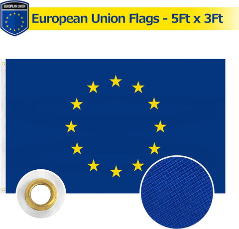 FSFLAG European Union Flag 3 X 5 Ft 400D Polyester and Two Brass Grommets