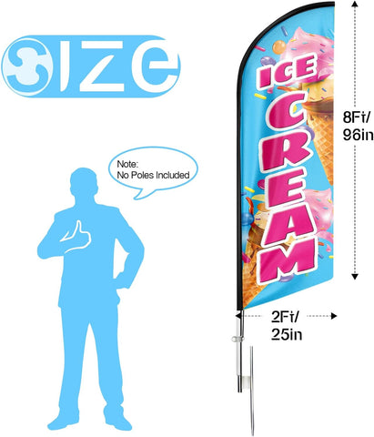 FSFLAG Ice Cream Feather Flag Banner: 8Ft Advertising Banner for Ice Cream Business