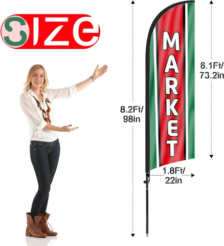 Market Feather Flag: Advertising Banner for Market Business (8ft)