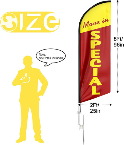 8ft Move In Special Feather Flag - Promote Your Offer!