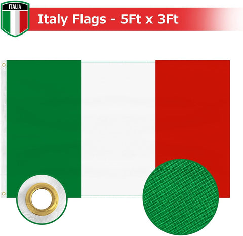FSFLAG Italy Flag 3 X 5 Ft 400D Polyester and Two Brass Grommets