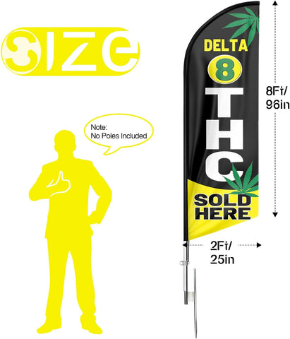 Delta 8 THC Sold Here Feather Flag: Advertising Banner for Delta 8 THC Sold Here Business (8ft)