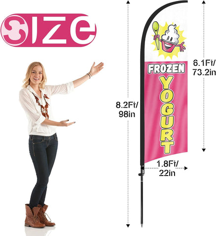 FSFLAG Frozen Yogurt Feather Flag Set: 8Ft Advertising Banner for Frozen Yogurt Business