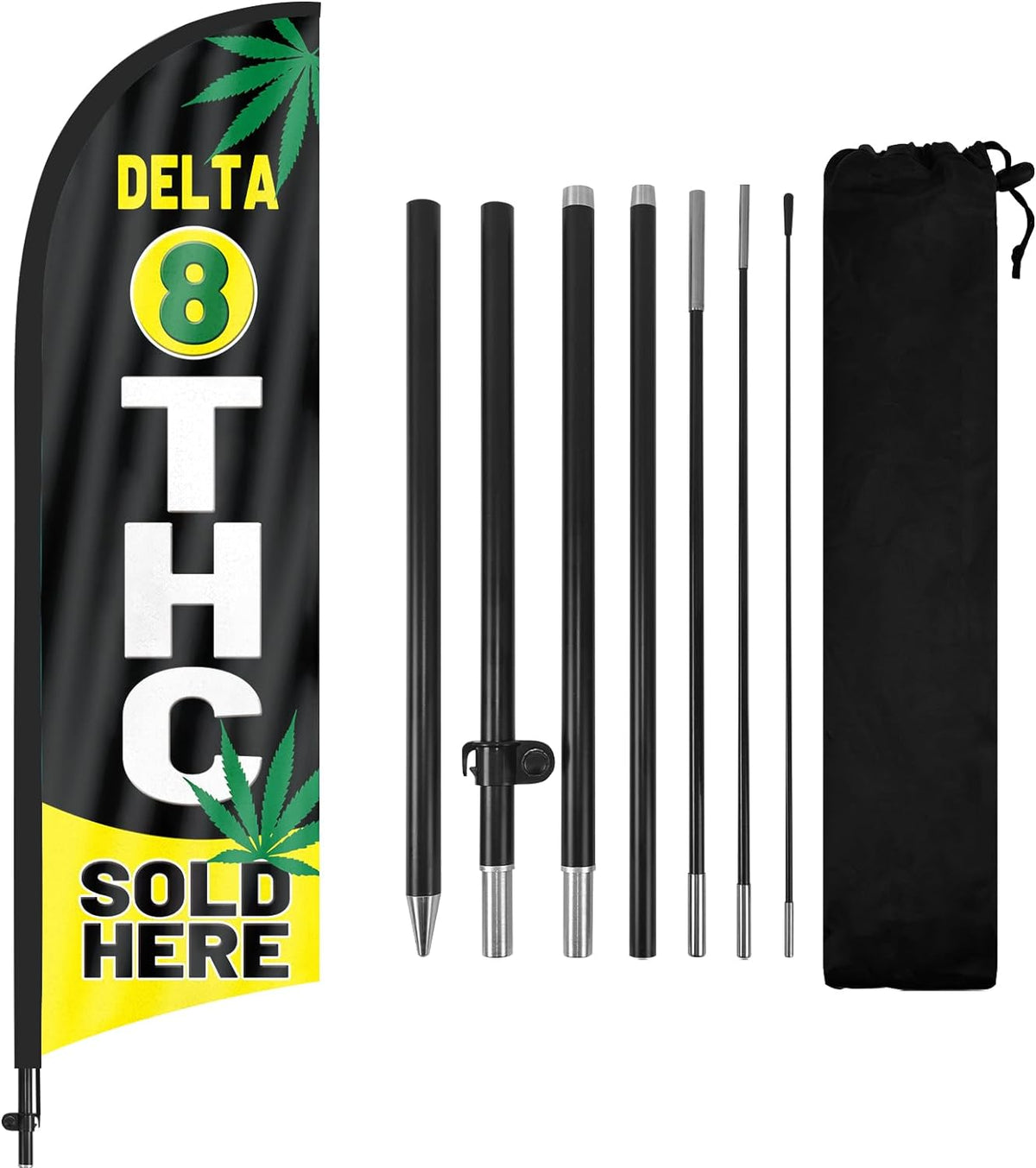 Delta 8 Sold Here Feather Flag: Advertising Banner for Delta 8 Sold Here Business (8ft)