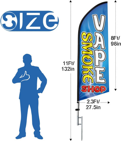 Vape Smoke Feather Flag: Advertising Banner for Vape Smoke Business (11ft)
