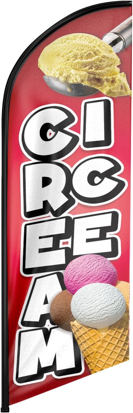 FSFLAG Ice Cream Swooper Flag: 8Ft Advertising Banner for Ice Cream Business