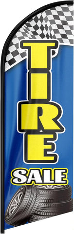 Tire Sale Feather Flag: Advertising Banner for Tire Sale Business (8ft, Blue)