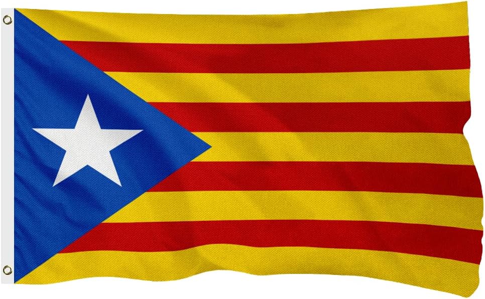 Blue Estelada Catalan Flag for Outside, 400D Heavy Duty Polyester, Double-Sided Printing, Quadruple Stitched Fly Hem, Fade Resistant, 2 Brass Grommets
