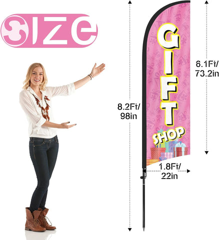 Gift Shop Feather Flag: Advertising Banner for Gift Shop Business (8ft)