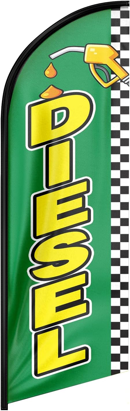 Diesel Feather Flag: Advertising Banner for Diesel Business (8ft, Green)