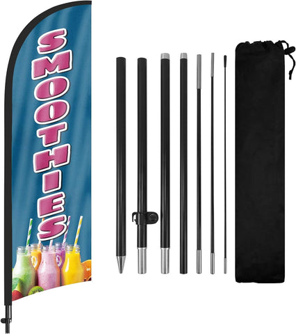 FSFLAG Smoothies Feather Flag Set: 8Ft Advertising Banner for Smoothies Business