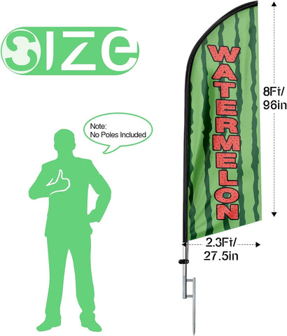 FSFLAG Watermelon Feather Flag Banner: 8Ft Advertising Banner for Watermelon Business
