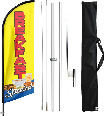 Breakfast Special Feather Flag - 11ft with Ground Stake (Yellow)