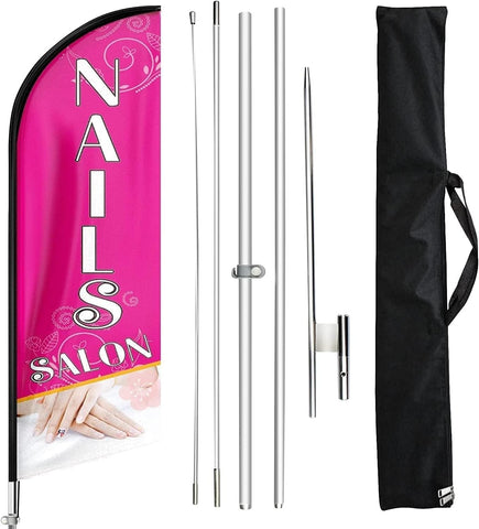 FSFLAG Nails Salon Feather Flag Kit: 11FT Advertising Banner for Nails Salon Business