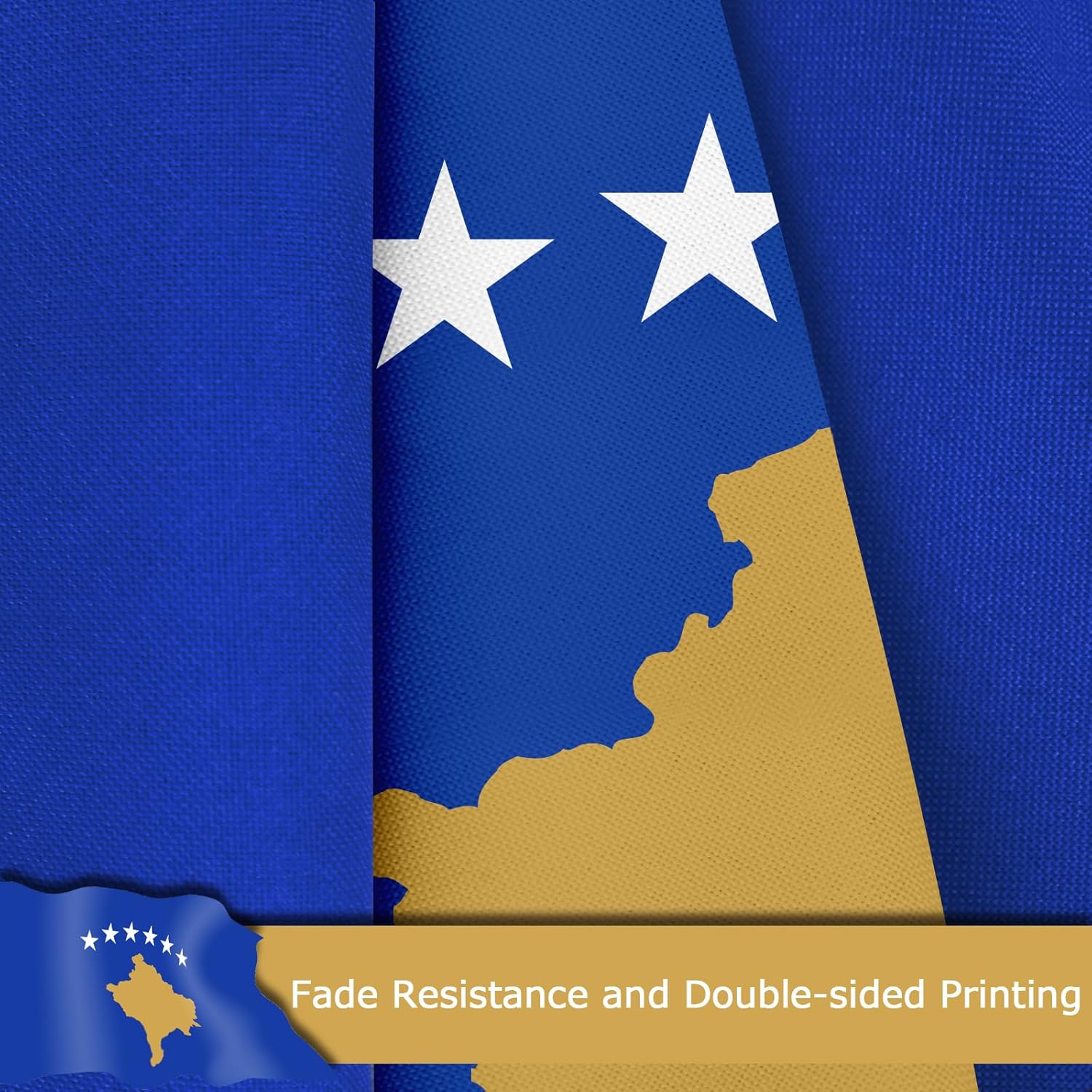 Kosovo Kosovar Flag for Outside, 400D Heavy Duty Polyester, Double-Sided Printing, Quadruple Stitched Fly Hem, Fade Resistant, 2 Brass Grommets
