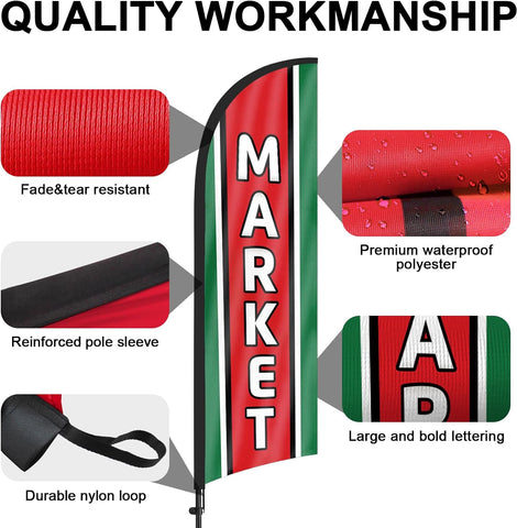 Market Feather Flag: Advertising Banner for Market Business (8ft)