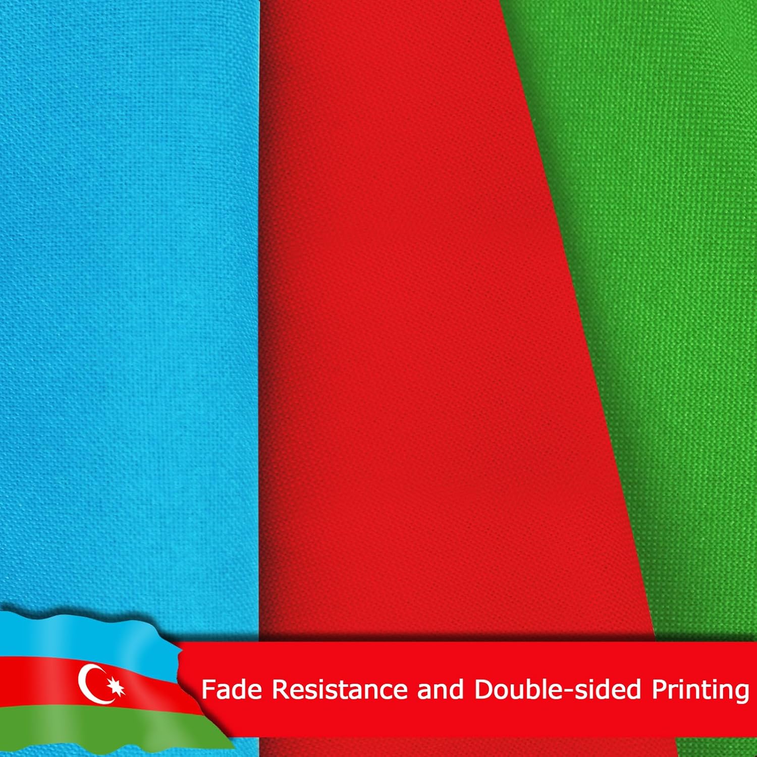Azerbaijan Azerbaijanis Azeris Flag for Outside, 400D Heavy Duty Polyester, Double-Sided Printing, Quadruple Stitched Fly Hem, Fade Resistant, 2 Brass Grommets