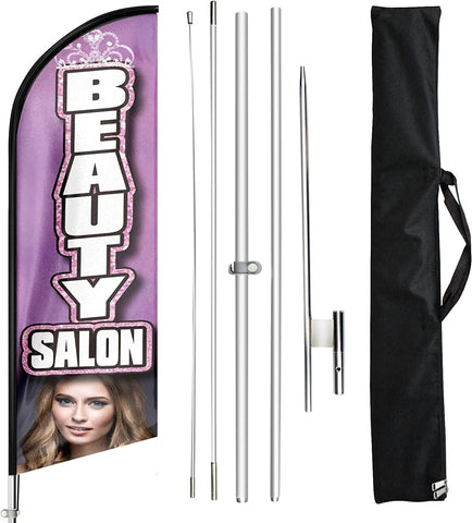 FSFLAG Beauty Salon Feather Flag Kit: 11FT Advertising Banner for Barber Shop Beauty Salon Business