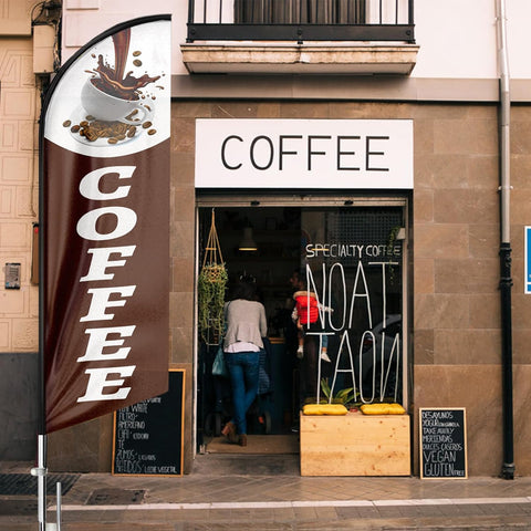 8ft Coffee Feather Flag - Promote Your Coffee Business!