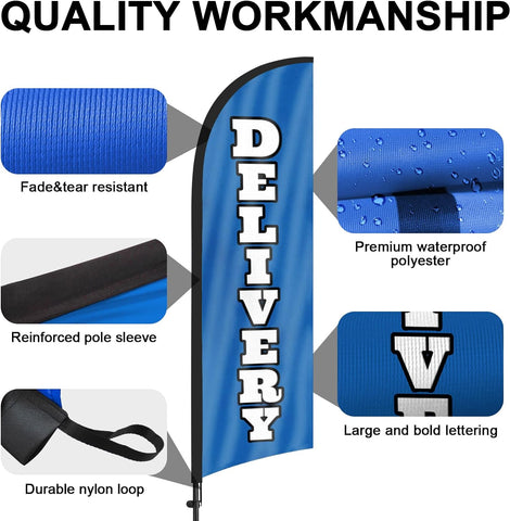 Delivery Feather Flag: Advertising Banner for Delivery Business (8ft)