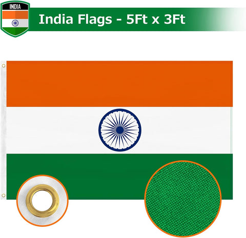 FSFLAG India Flag 3 X 5 Ft 400D Polyester and Two Brass Grommets