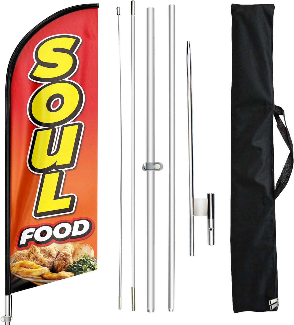 Soul Food Feather Flag - 11ft Restaurant Advertising Banner