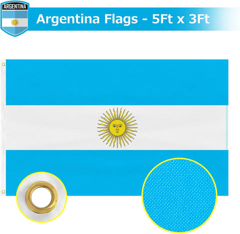FSFLAG Argentina Flag 3 X 5 Ft 400D Polyester and Two Brass Grommets