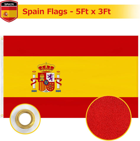 FSFLAG Spain Flag 3 X 5 Ft 400D Polyester and Two Brass Grommets