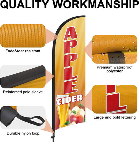 8ft Apple Cider Feather Flag Kit - Advertising Banner with Pole and Stake