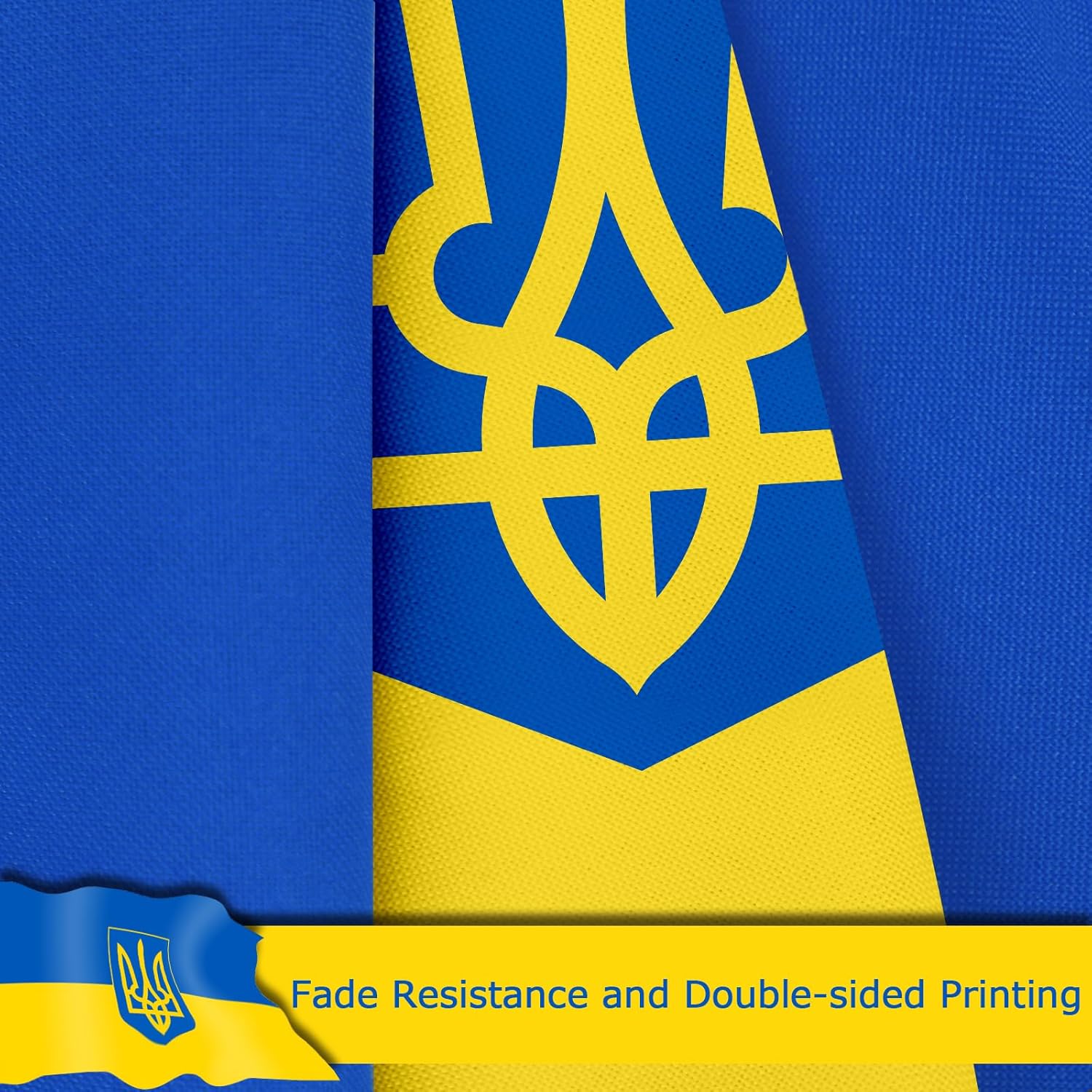 Ukraine Ukrainian Coat of Arms Flag for Outside, 400D Heavy Duty Polyester, Double-Sided Printing, Quadruple Stitched Fly Hem, Fade Resistant, 2 Brass Grommets