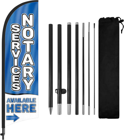 Notary Services Available Here Feather Flag: Advertising Banner for Notary Services (8ft)