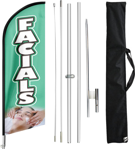 FSFLAG Facials Feather Flag Kit: 11ft Advertising Banner for Facials Business