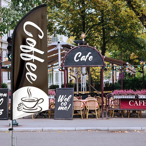 Coffee Feather Flag Set: Advertising Banner for Coffee Business