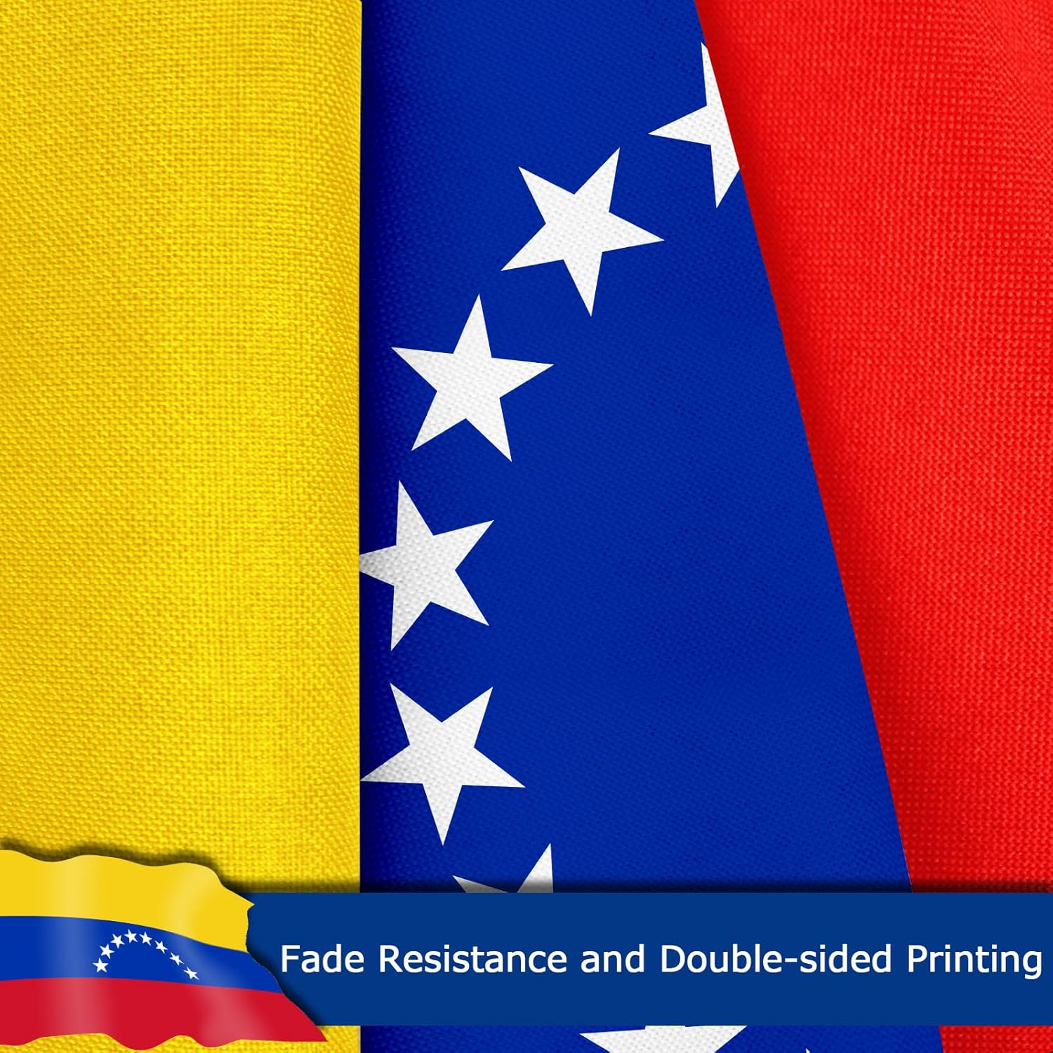 Venezuela Venezuelan Flag for Outside, 400D Heavy Duty Polyester, Double-Sided Printing, Quadruple Stitched Fly Hem, Fade Resistant, 2 Brass Grommets