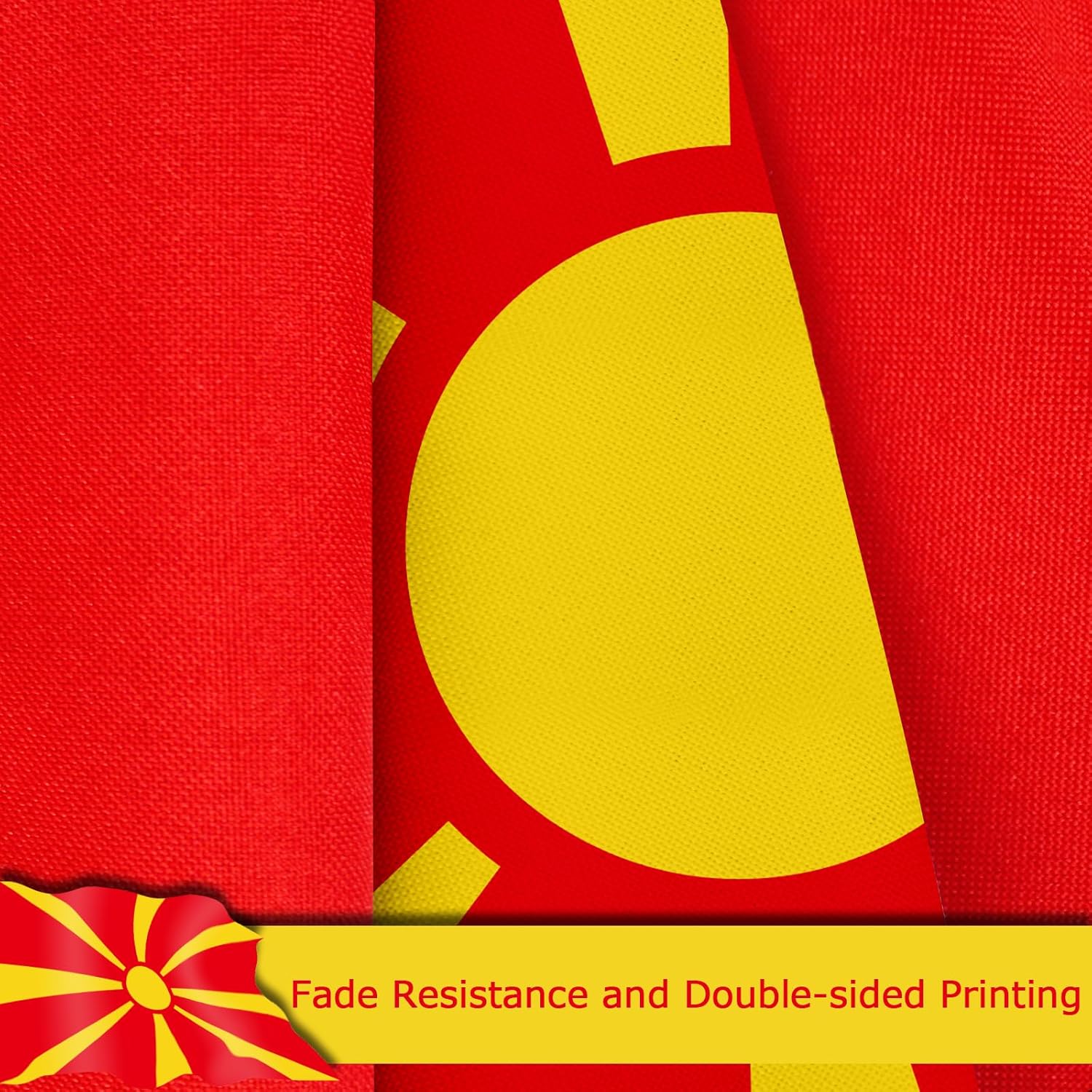 Macedonia Macedonian Flag for Outside, 400D Heavy Duty Polyester, Double-Sided Printing, Quadruple Stitched Fly Hem, Fade Resistant, 2 Brass Grommets