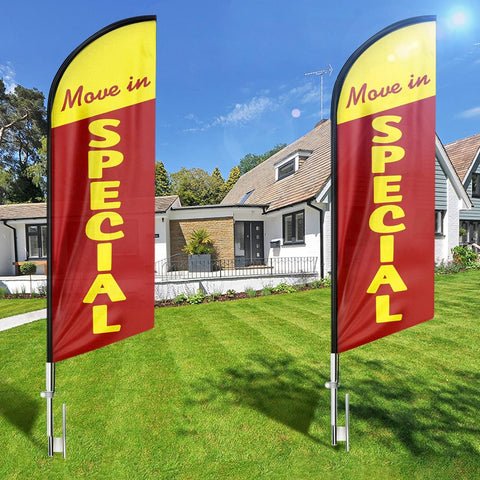 8ft Move In Special Feather Flag - Promote Your Offer!