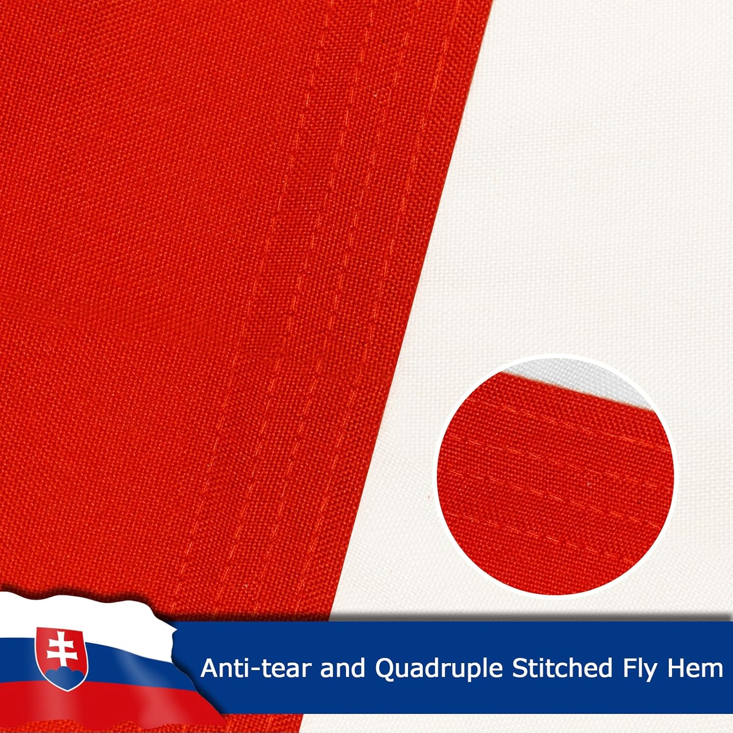 Slovakia Slovakian Flag for Outside, 400D Heavy Duty Polyester, Double-Sided Printing, Quadruple Stitched Fly Hem, Fade Resistant, 2 Brass Grommets