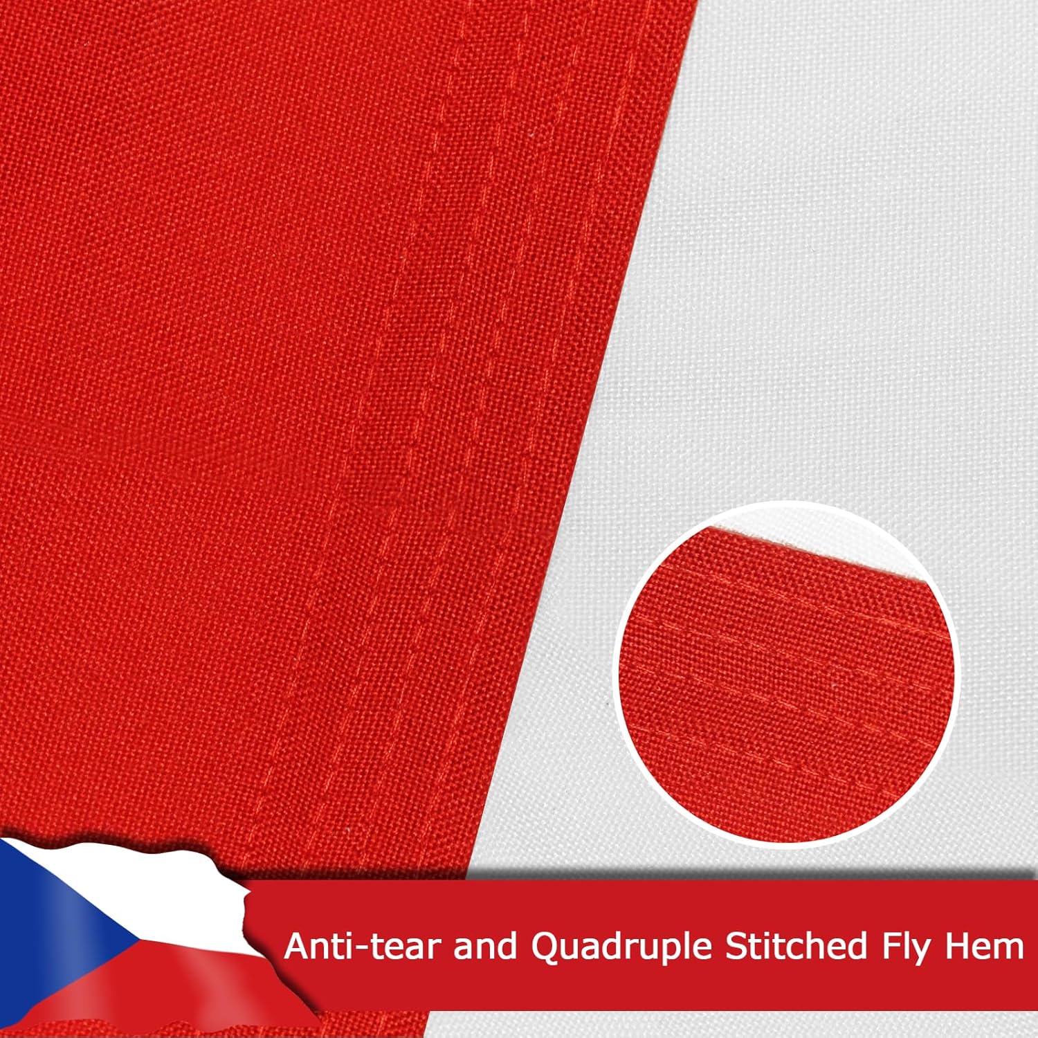 Czech Republic Czechia Czech Flag for Outside, 400D Heavy Duty Polyester, Double-Sided Printing, Quadruple Stitched Fly Hem, Fade Resistant, 2 Brass Grommets