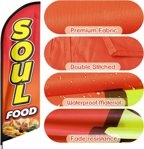 Soul Food Feather Flag - 11ft Restaurant Advertising Banner