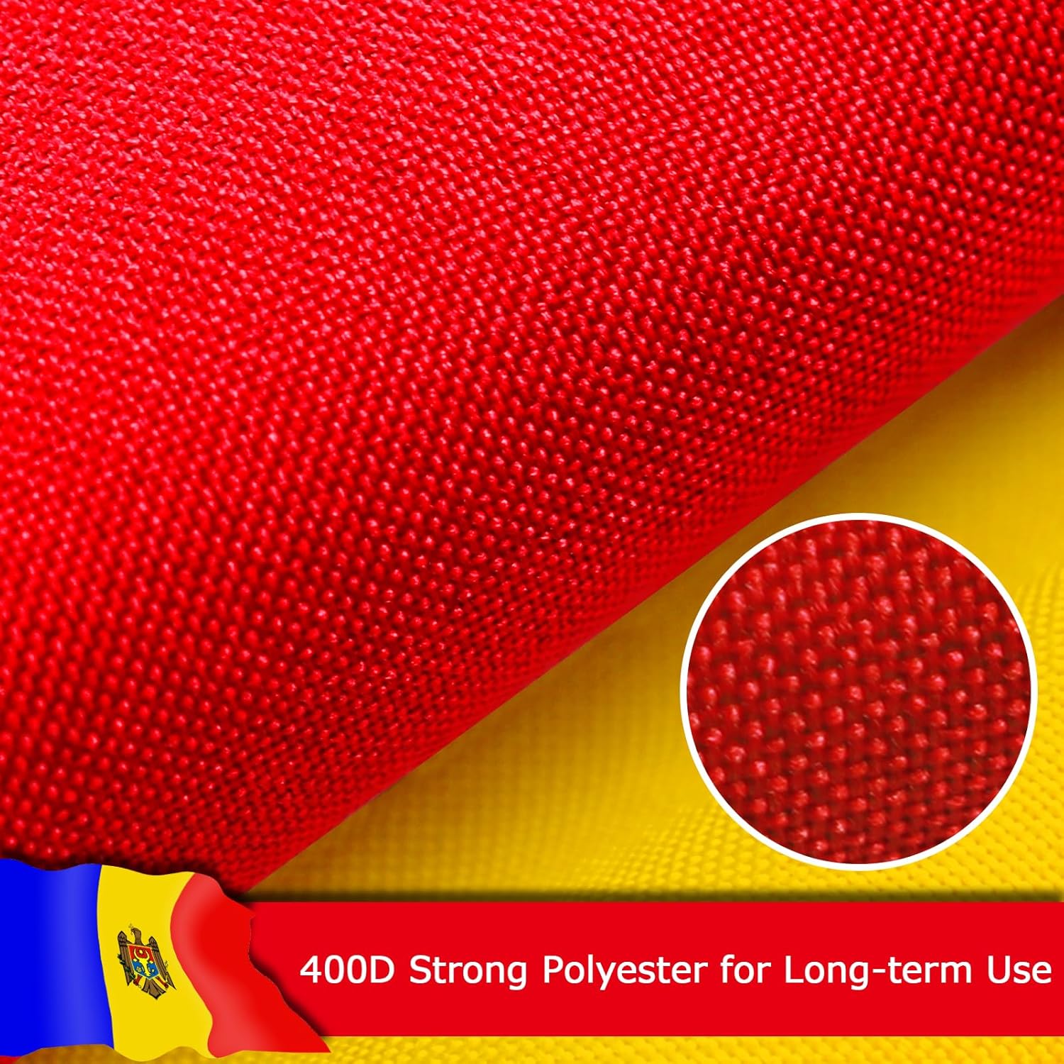 Moldova Moldovan Flag for Outside, 400D Heavy Duty Polyester, Double-Sided Printing, Quadruple Stitched Fly Hem, Fade Resistant, 2 Brass Grommets