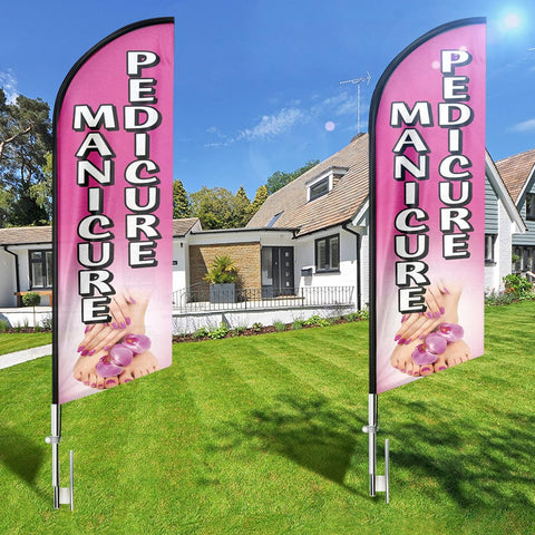 FSFLAG Manicure Pedicure Feather Flag: 8Ft Advertising Banner for Manicure Pedicure Business