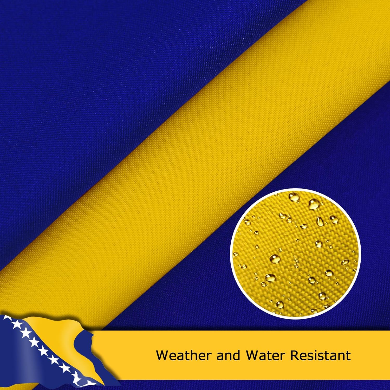 Bosnia and Herzegovina Flag for Outside, 400D Heavy Duty Polyester, Double-Sided Printing, Quadruple Stitched Fly Hem, Fade Resistant, 2 Brass Grommets